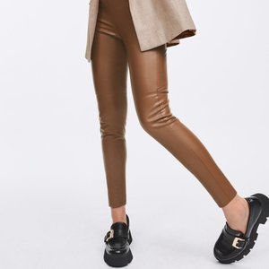 Zara High Waisted Faux Leather Leather Leggings